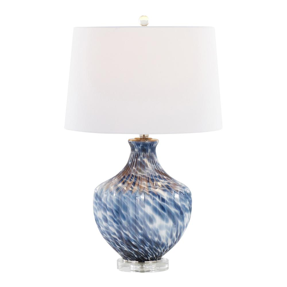 Blue Lotus 27" Glass Table Lamp - Set of 2. Picture 3