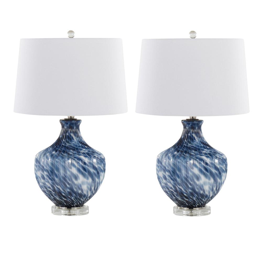 Blue Lotus 27" Glass Table Lamp - Set of 2. Picture 1