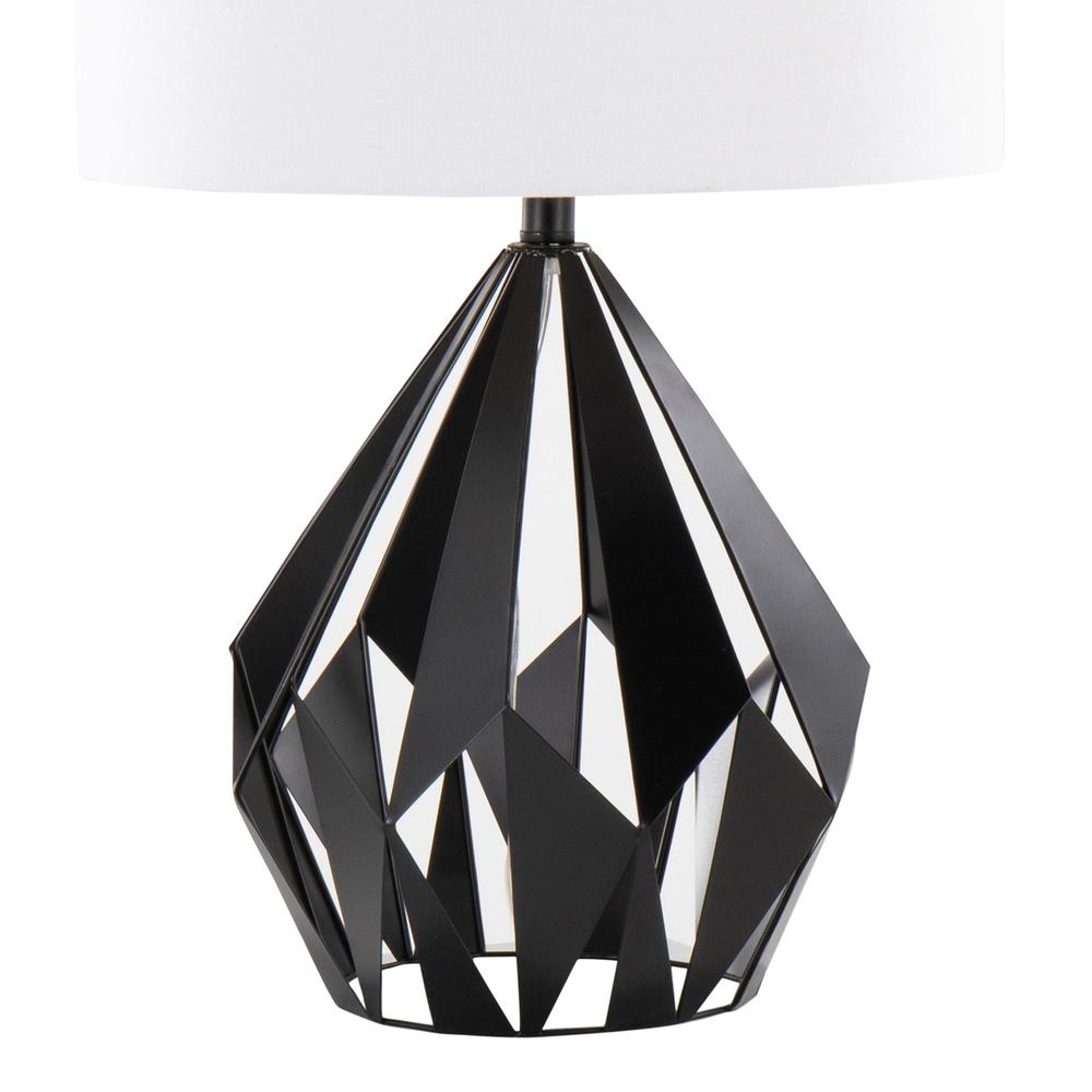 Matte Black Metal, White Linen Geome Tri 28" Metal Table Lamp - Set of 2. Picture 4