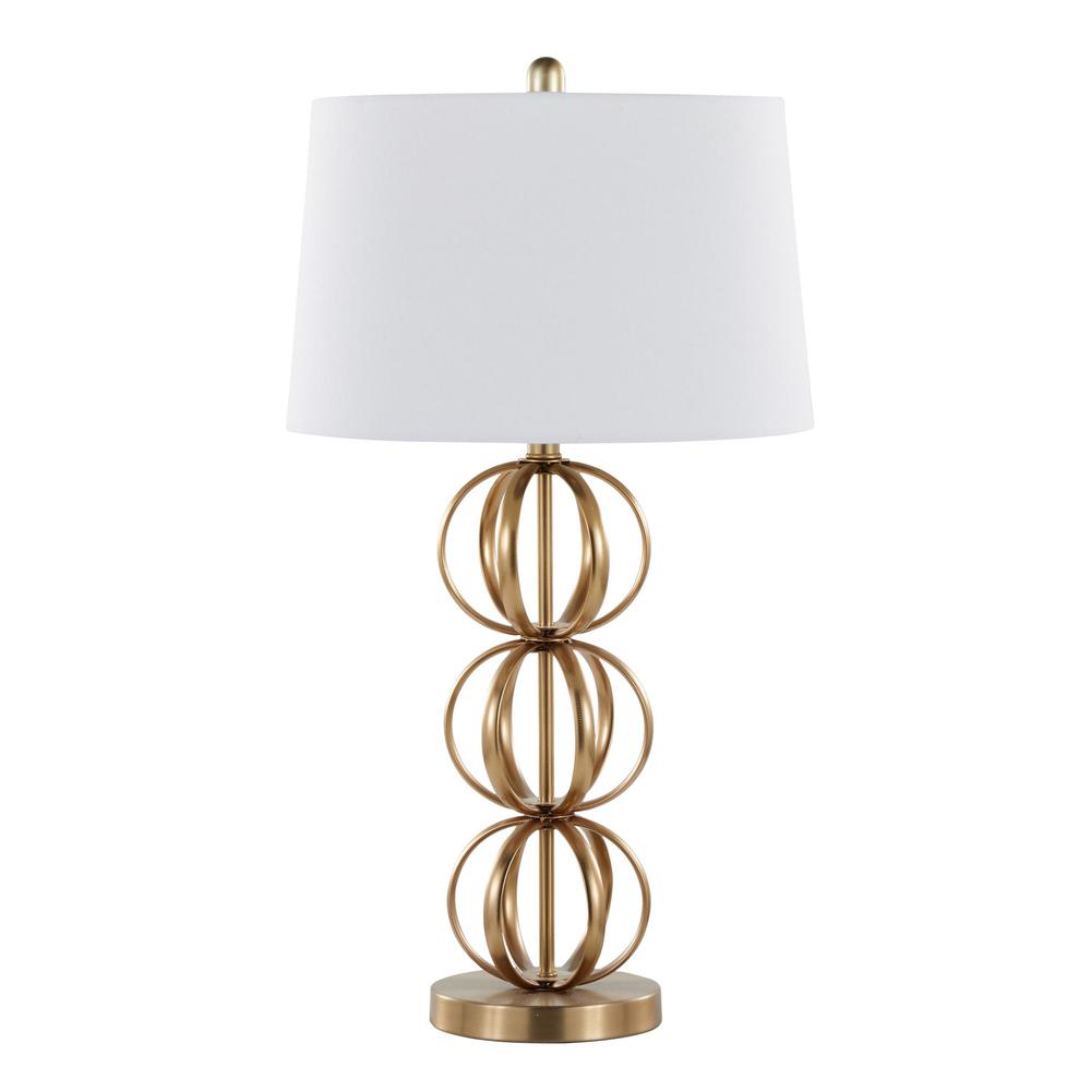 Gold Metal, White Linen Linx 29" Metal Table Lamp - Set of 2. Picture 3