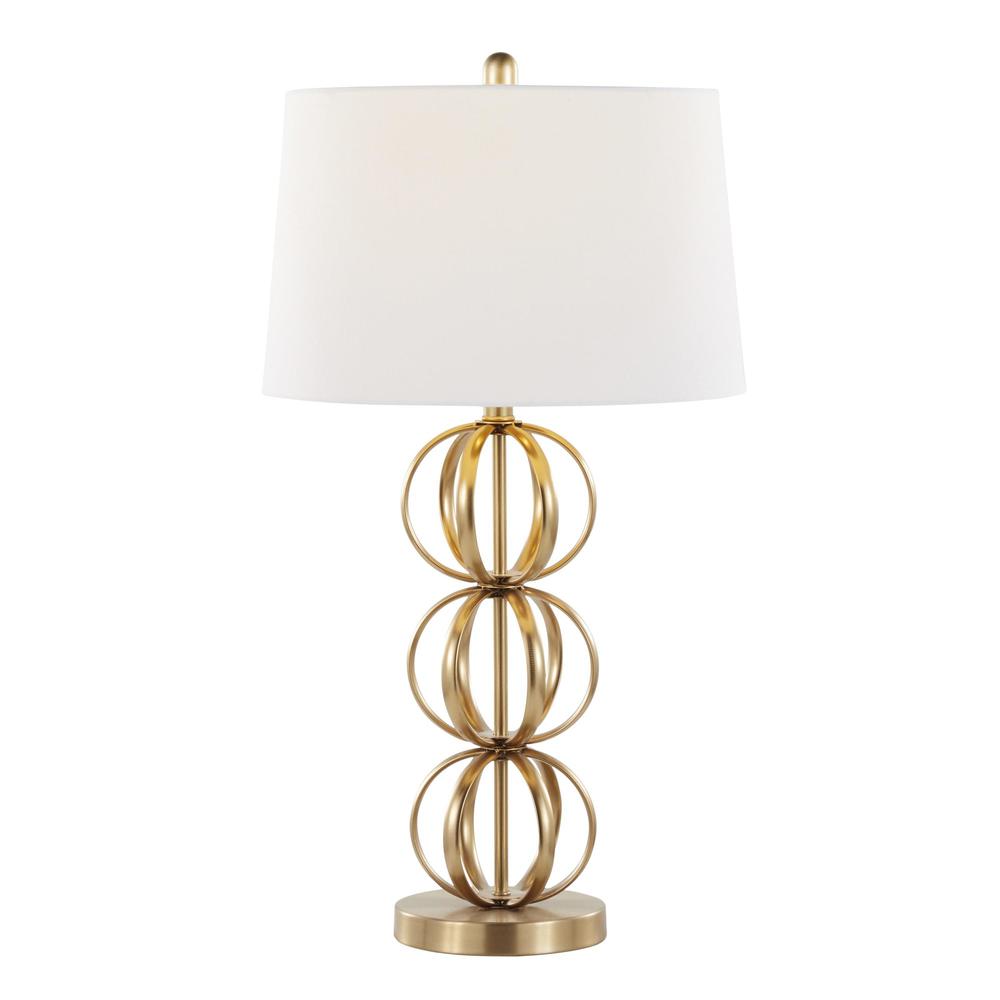 Gold Metal, White Linen Linx 29" Metal Table Lamp - Set of 2. Picture 2