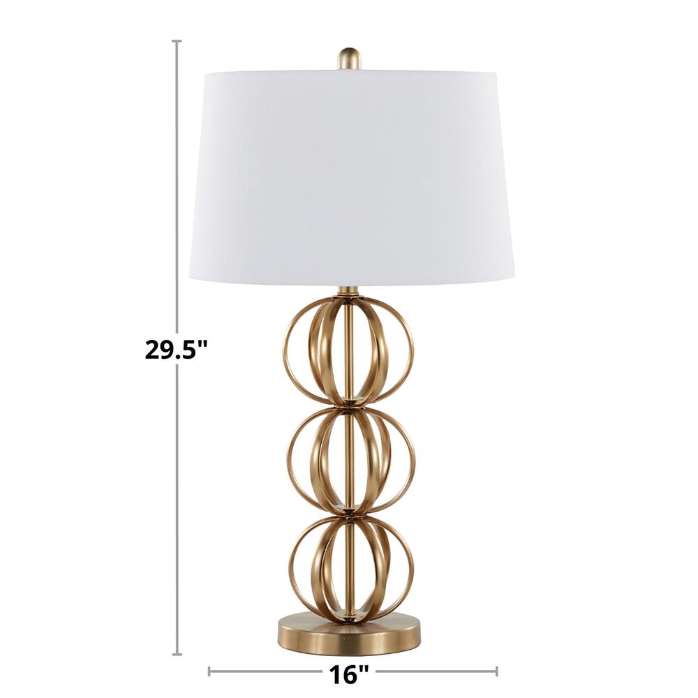 Gold Metal, White Linen Linx 29" Metal Table Lamp - Set of 2. Picture 5