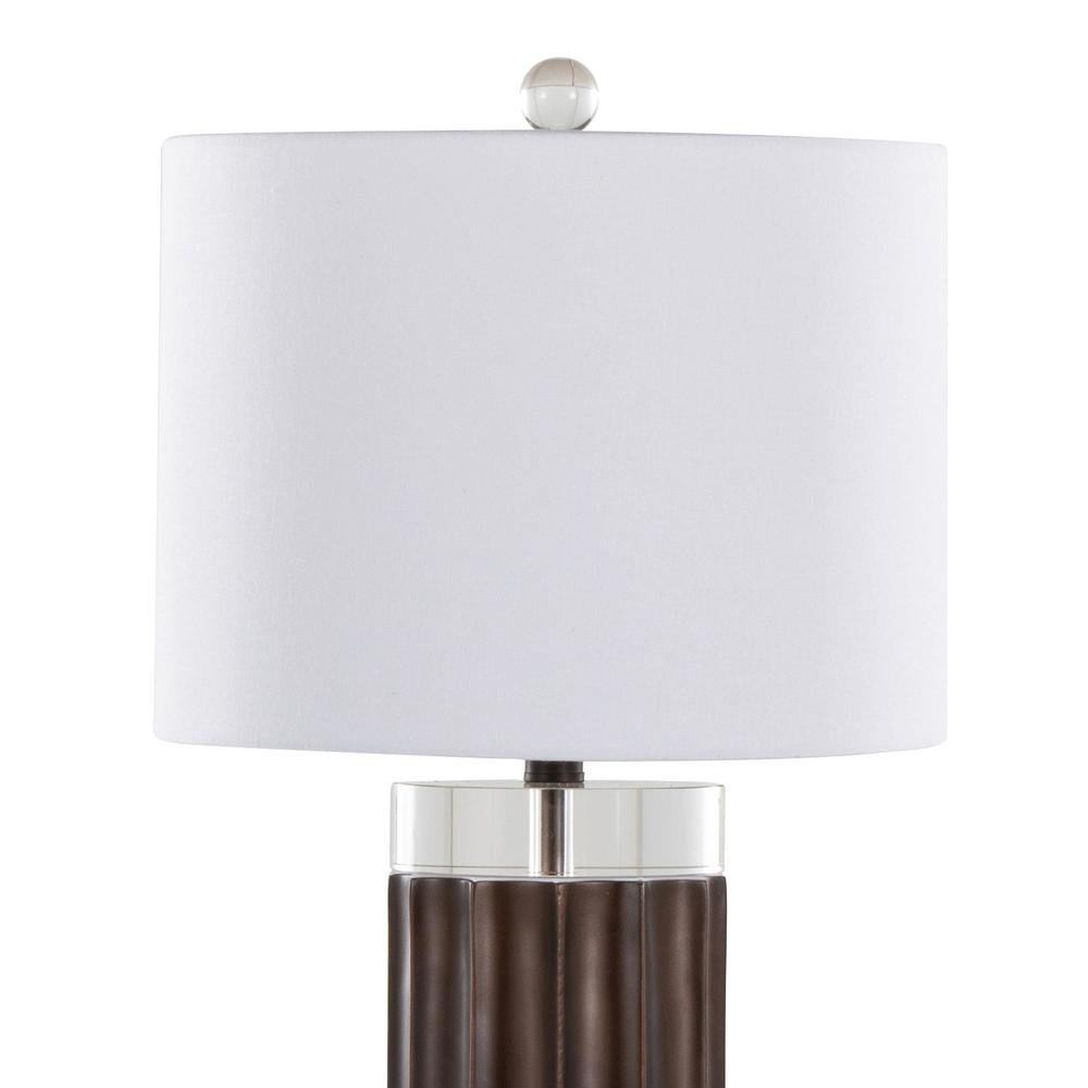 Brown Cylinder Fluted 29.25" Polyresin Table Lamp - Set of 2. Picture 5
