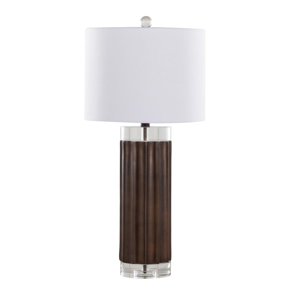 Brown Cylinder Fluted 29.25" Polyresin Table Lamp - Set of 2. Picture 3