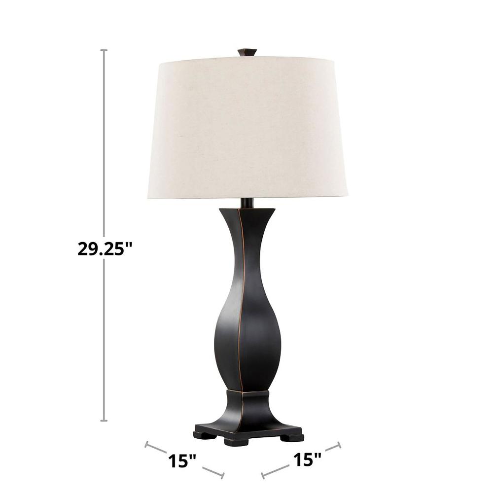 Oil Rubbed Bronze Polyresin, Oat Linen Riley 29" Polyresin Table Lamp - Set of 2. Picture 5