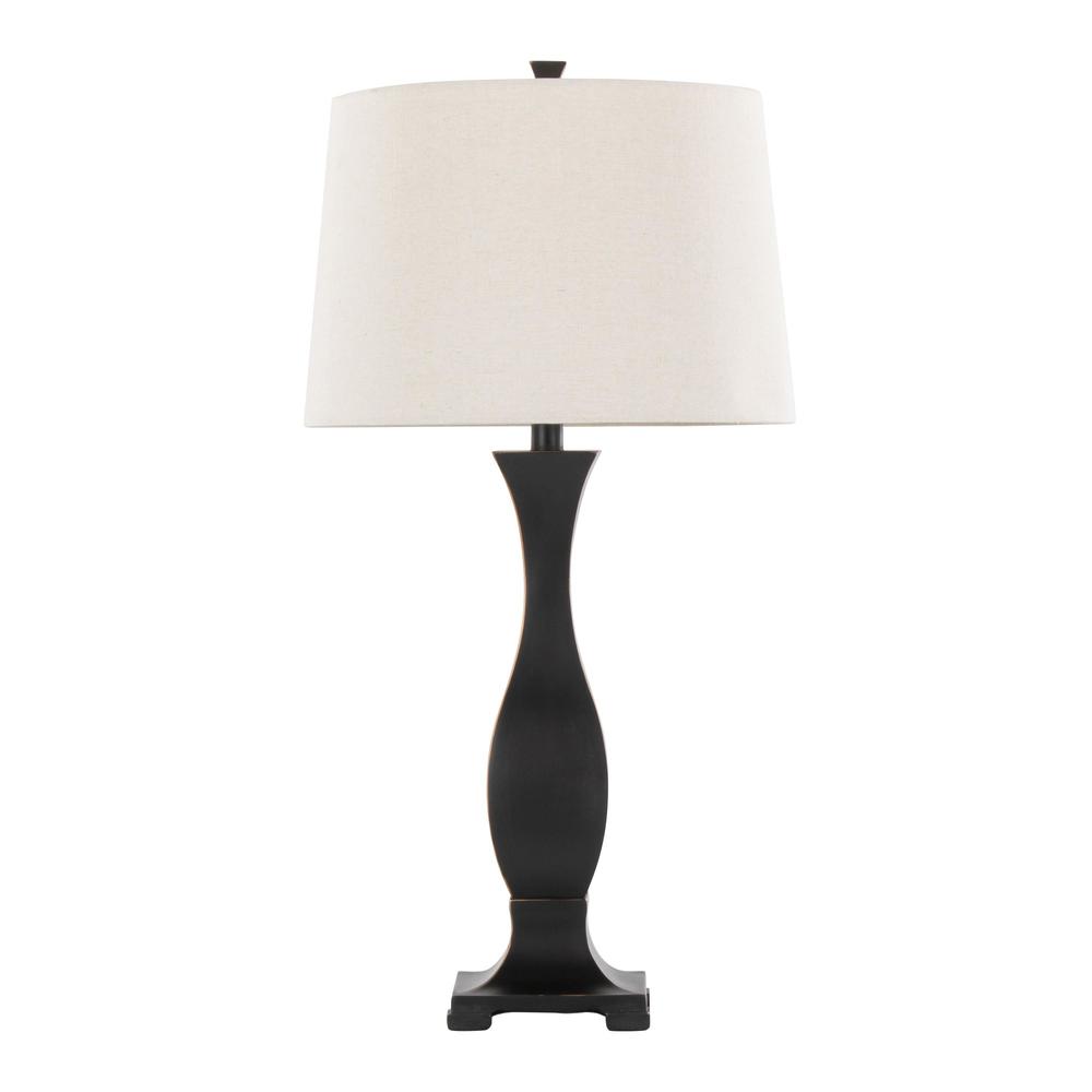 Oil Rubbed Bronze Polyresin, Oat Linen Riley 29" Polyresin Table Lamp - Set of 2. Picture 4