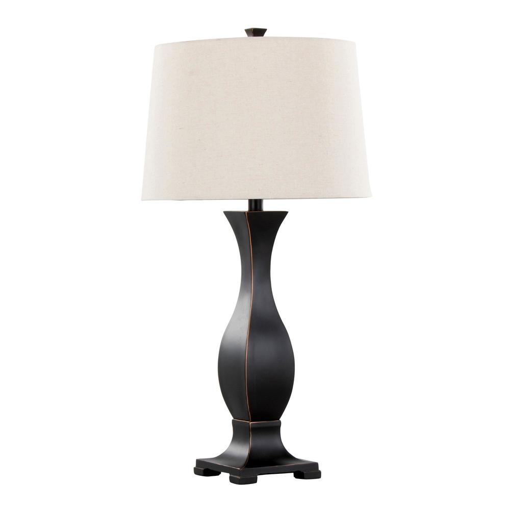 Oil Rubbed Bronze Polyresin, Oat Linen Riley 29" Polyresin Table Lamp - Set of 2. Picture 3