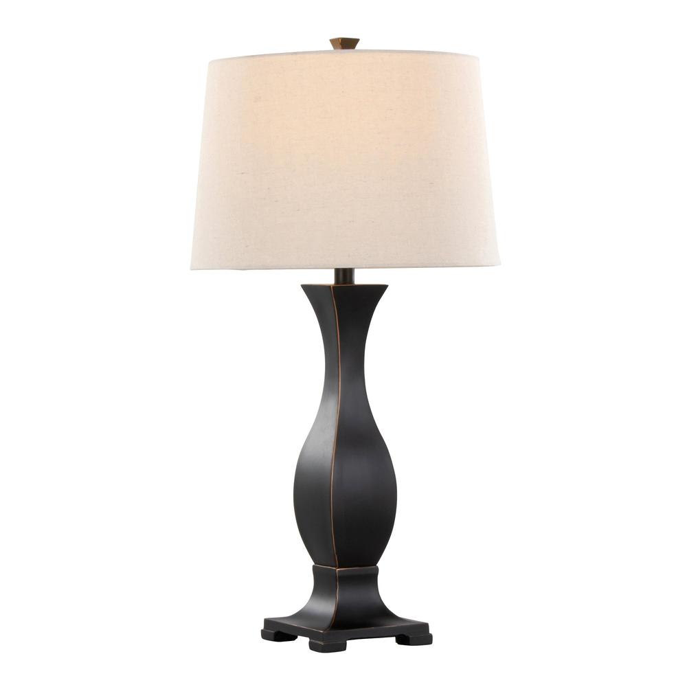Oil Rubbed Bronze Polyresin, Oat Linen Riley 29" Polyresin Table Lamp - Set of 2. Picture 2