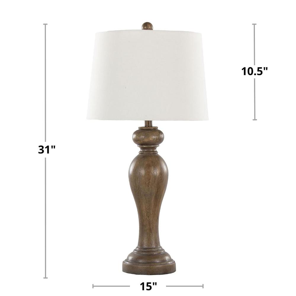 Opal Grey Polyresin, Off-White Linen Peppa 31" Polyresin Table Lamp - Set of 2. Picture 6