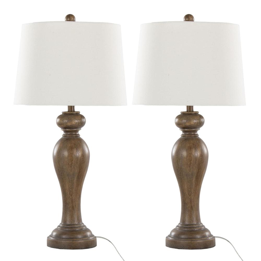 Opal Grey Polyresin, Off-White Linen Peppa 31" Polyresin Table Lamp - Set of 2. Picture 1