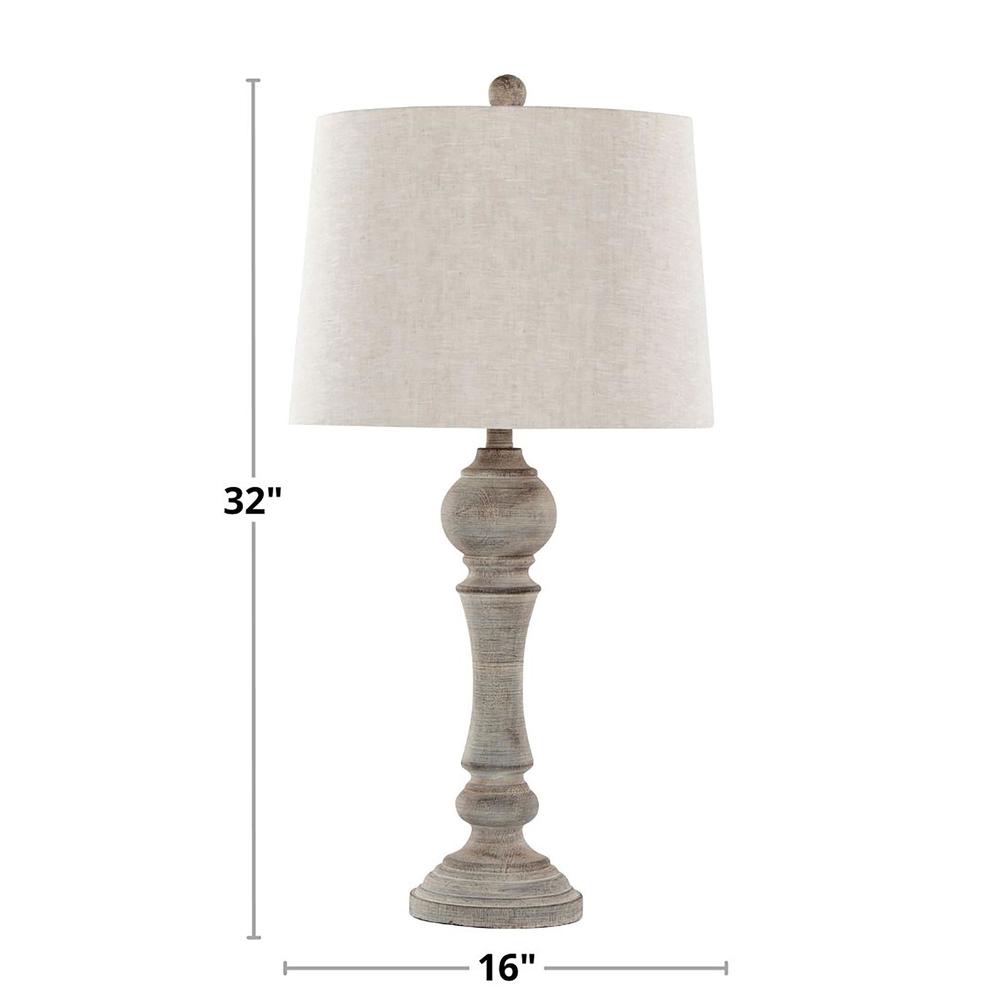Reclaimed Grey Polyresin, Oat Linen Winston 32" Poly Table Lamp - Set of 2. Picture 6