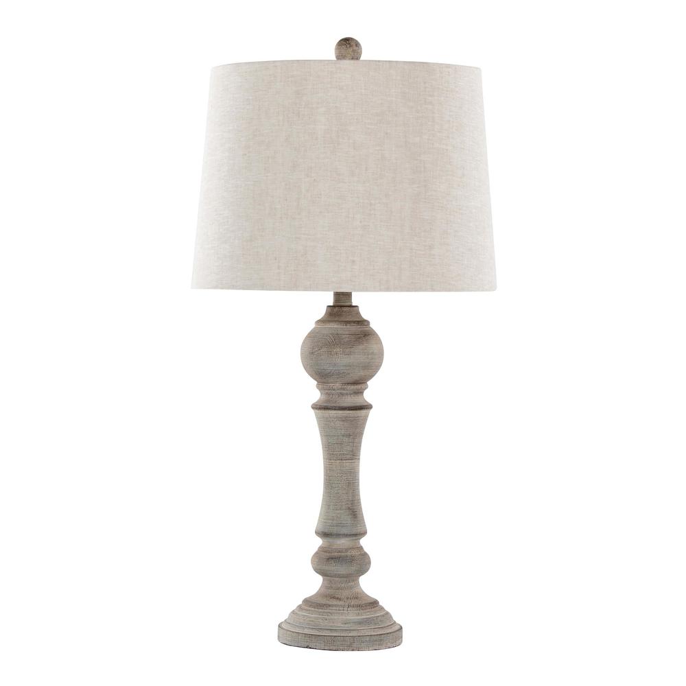 Reclaimed Grey Polyresin, Oat Linen Winston 32" Poly Table Lamp - Set of 2. Picture 3
