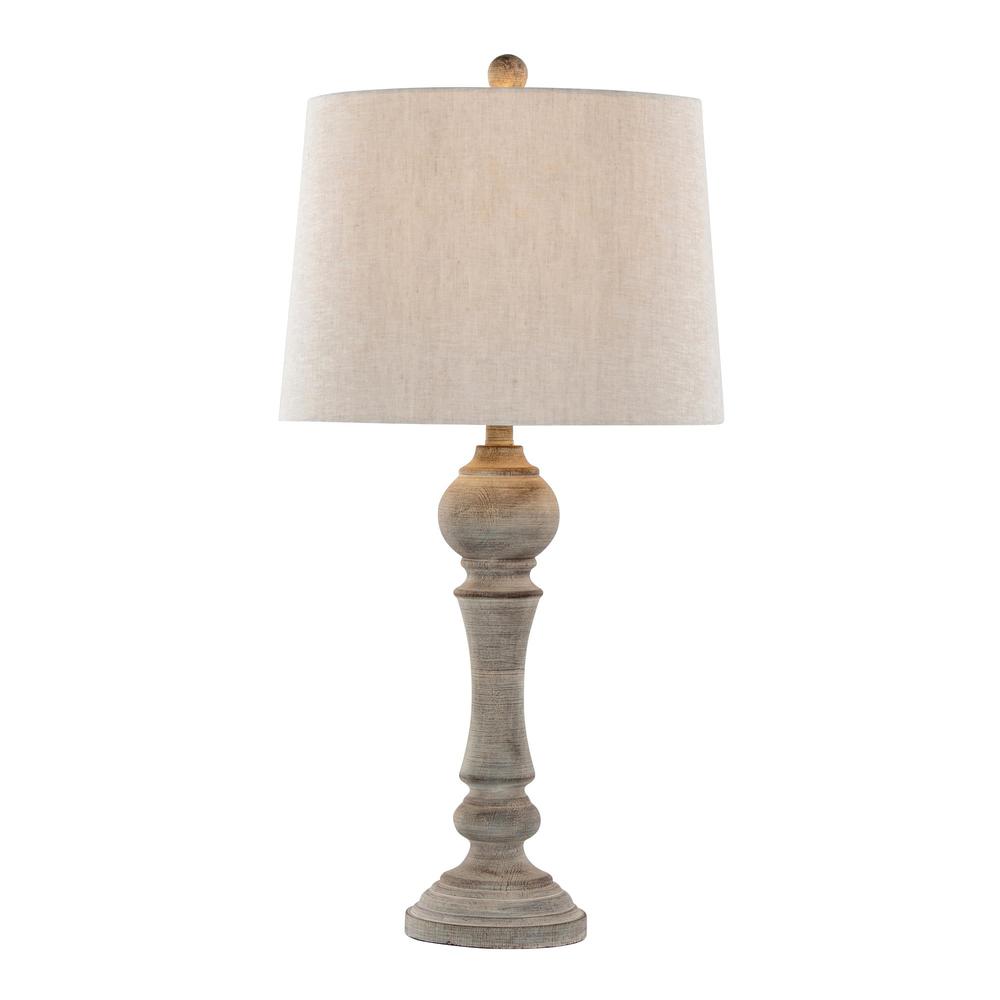 Reclaimed Grey Polyresin, Oat Linen Winston 32" Poly Table Lamp - Set of 2. Picture 2