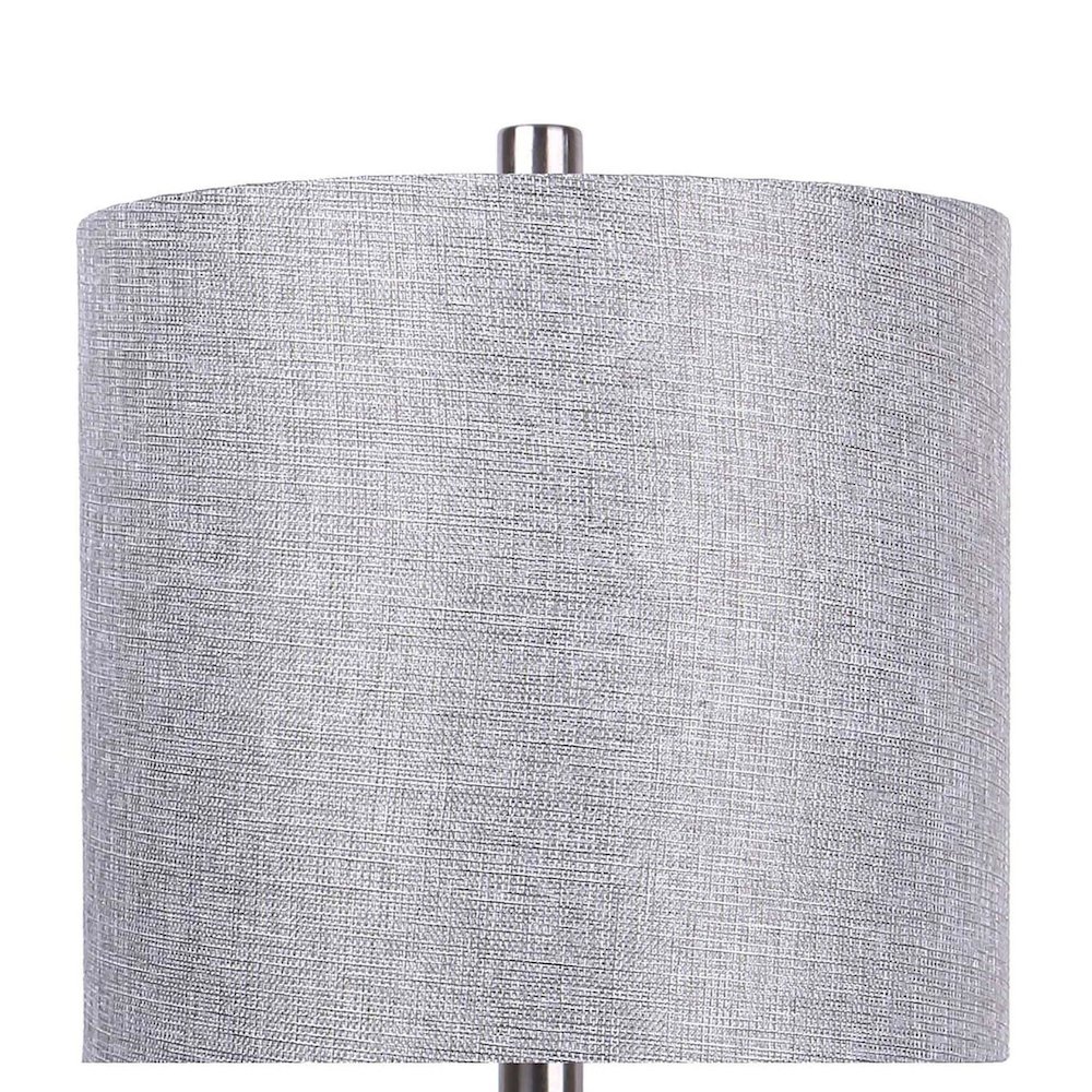 Brushed Nickel, Grey Linen Gemma 23" Metal Table Lamp - Set of 2. Picture 2
