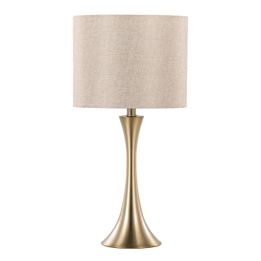 Gold Metal, Golden Metallic Linen Lenuxe 24" Metal Table Lamp - Set of 2. Picture 3