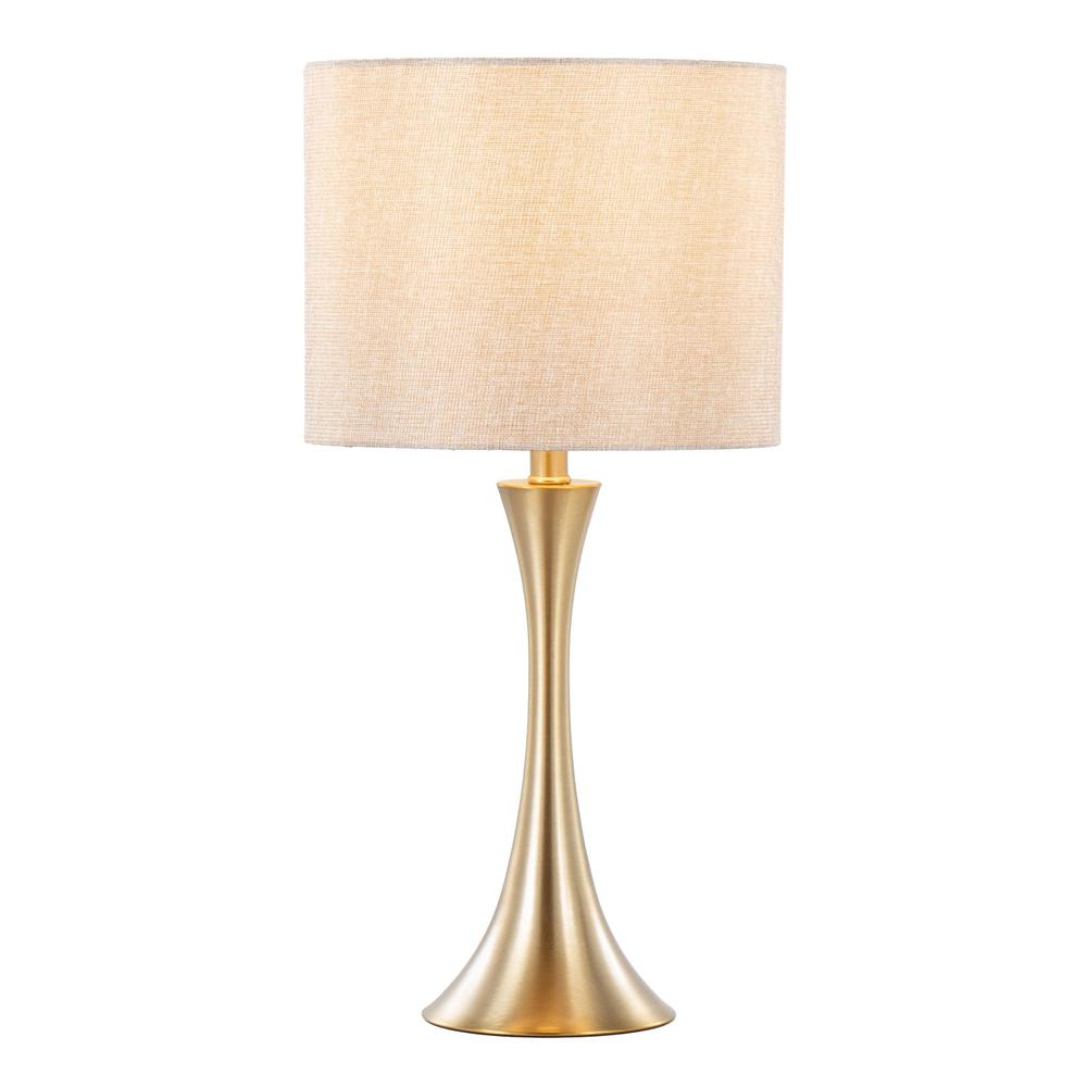 Gold Metal, Golden Metallic Linen Lenuxe 24" Metal Table Lamp - Set of 2. Picture 2