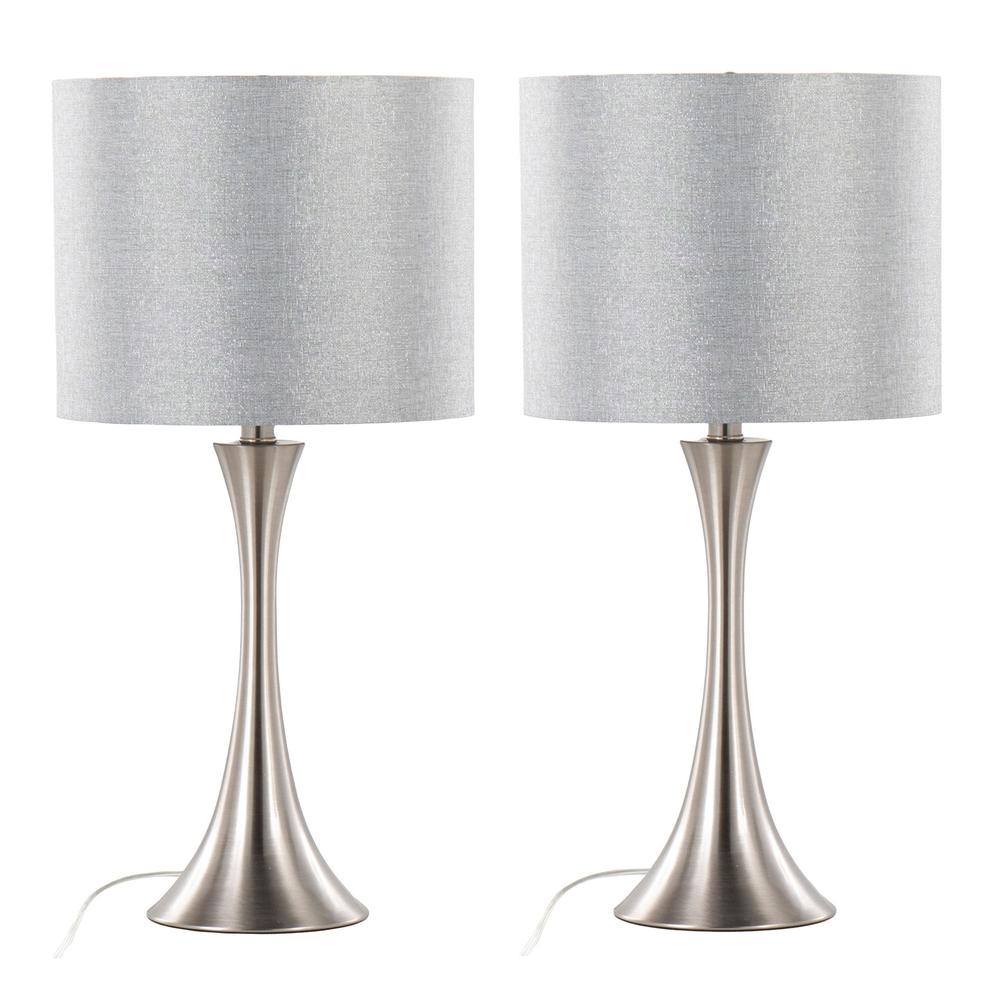 Silver Lenuxe 24" Metal Table Lamp - Set of 2. Picture 1