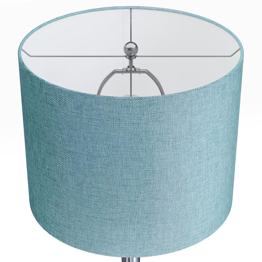 Brushed Nickel, Turquoise Linen Lenuxe 24" Metal Table Lamp - Set of 2. Picture 4