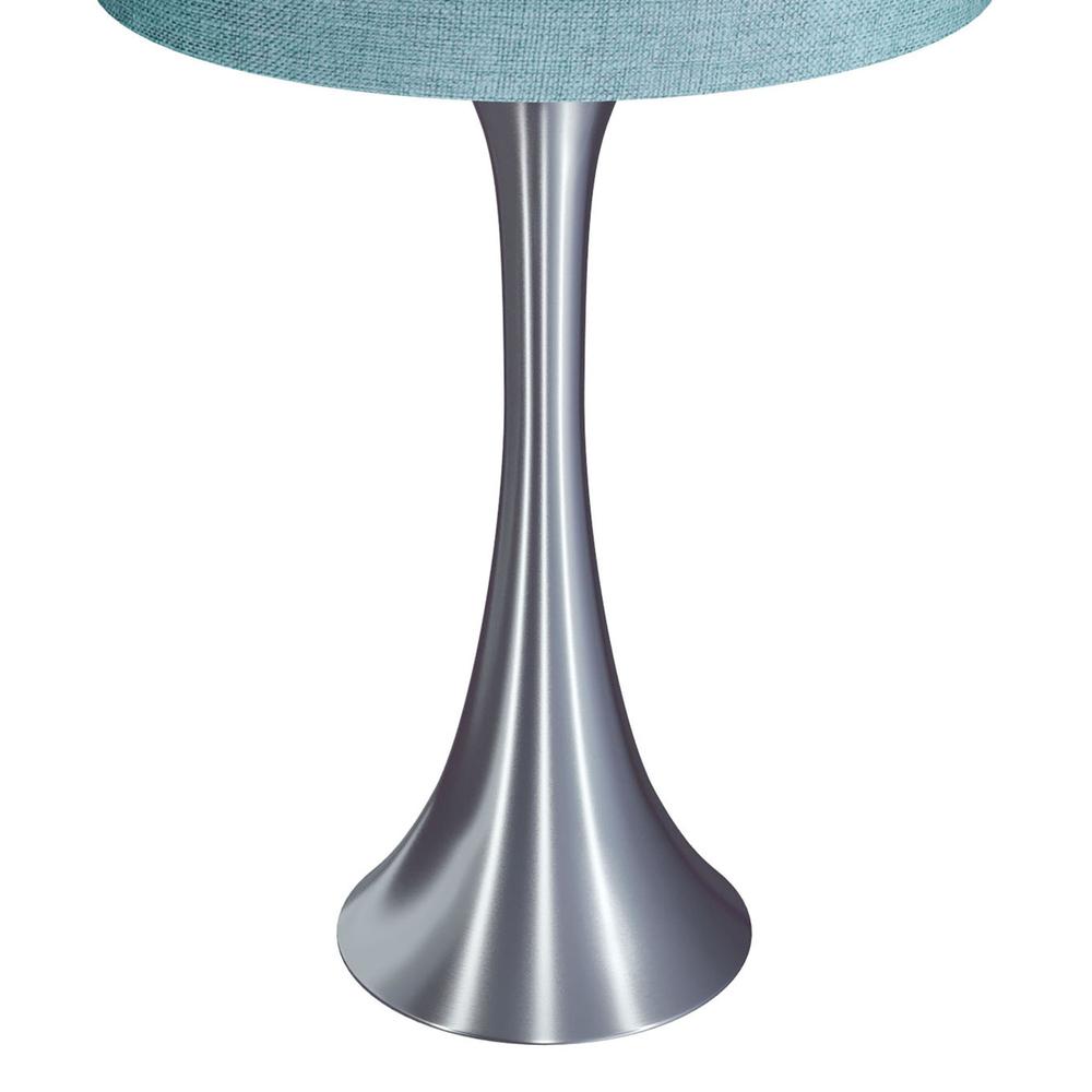Brushed Nickel, Turquoise Linen Lenuxe 24" Metal Table Lamp - Set of 2. Picture 5