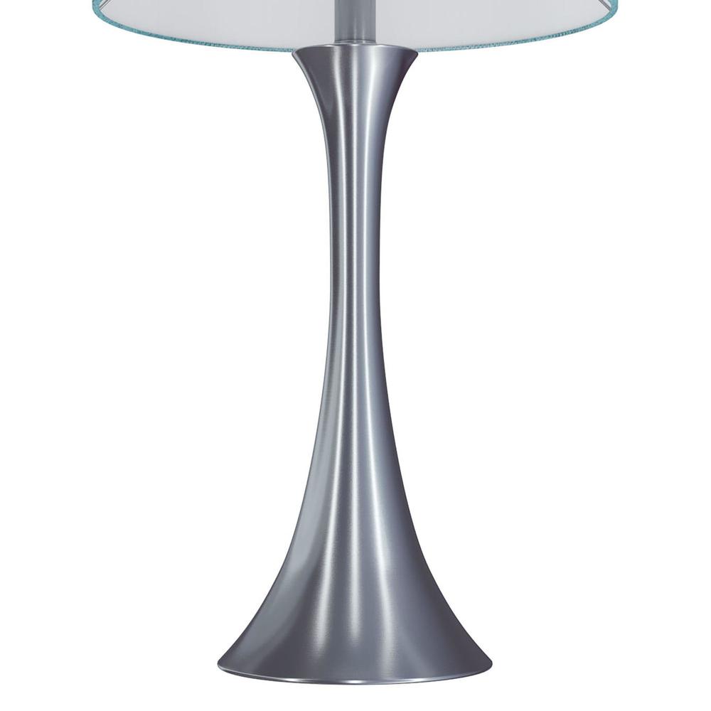 Brushed Nickel, Turquoise Linen Lenuxe 24" Metal Table Lamp - Set of 2. Picture 6
