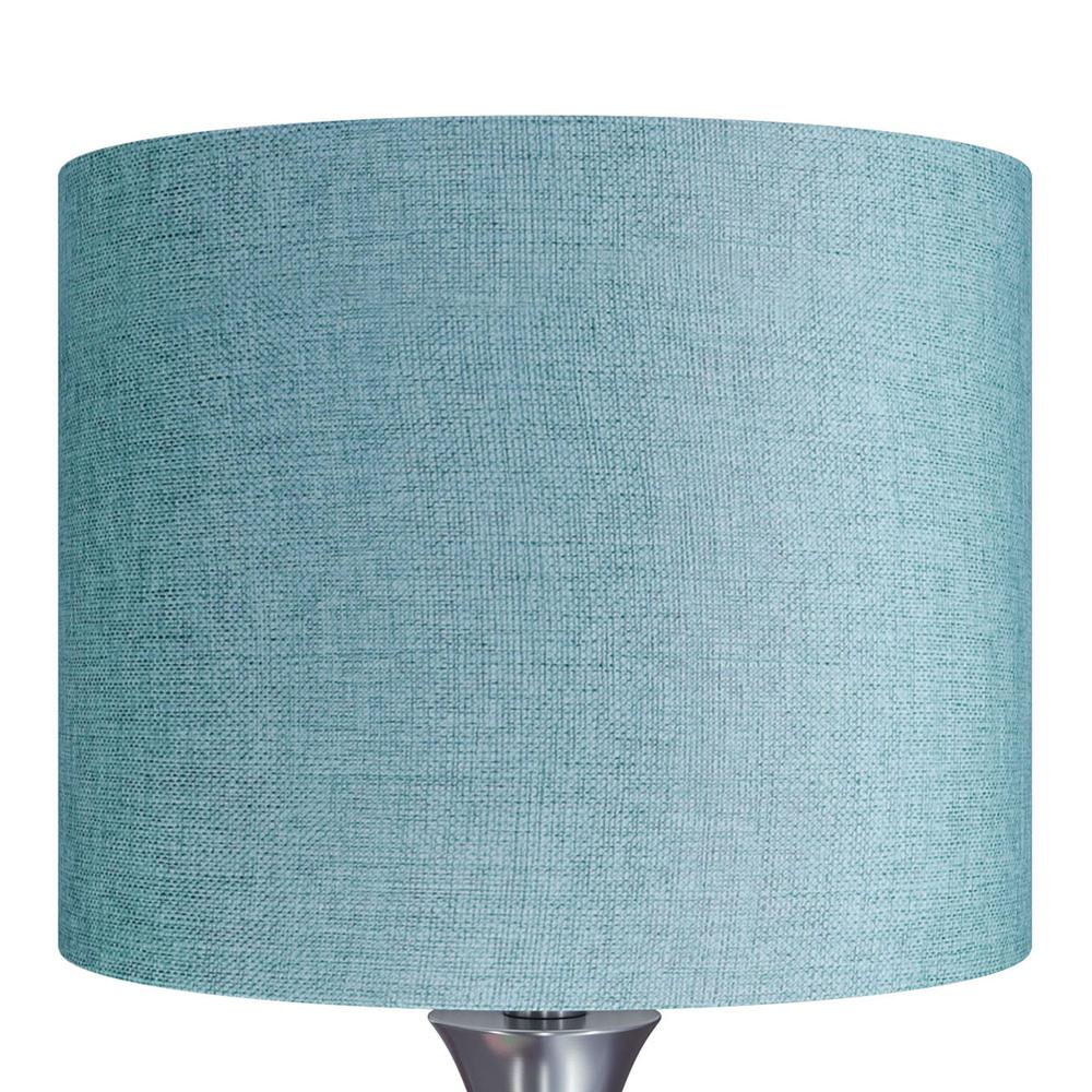 Brushed Nickel, Turquoise Linen Lenuxe 24" Metal Table Lamp - Set of 2. Picture 7