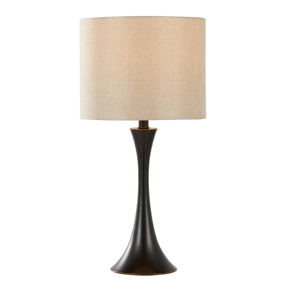 Oil Rubbed Bronze, Natural Linen Lenuxe 24" Metal Table Lamp - Set of 2. Picture 2