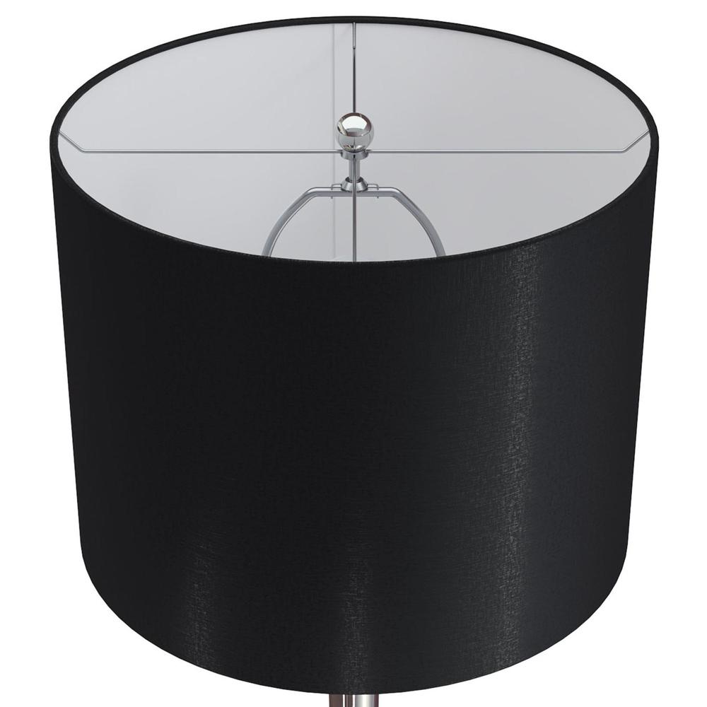 Polished Nickel, Black Silk Lenuxe 24" Metal Table Lamp - Set of 2. Picture 4