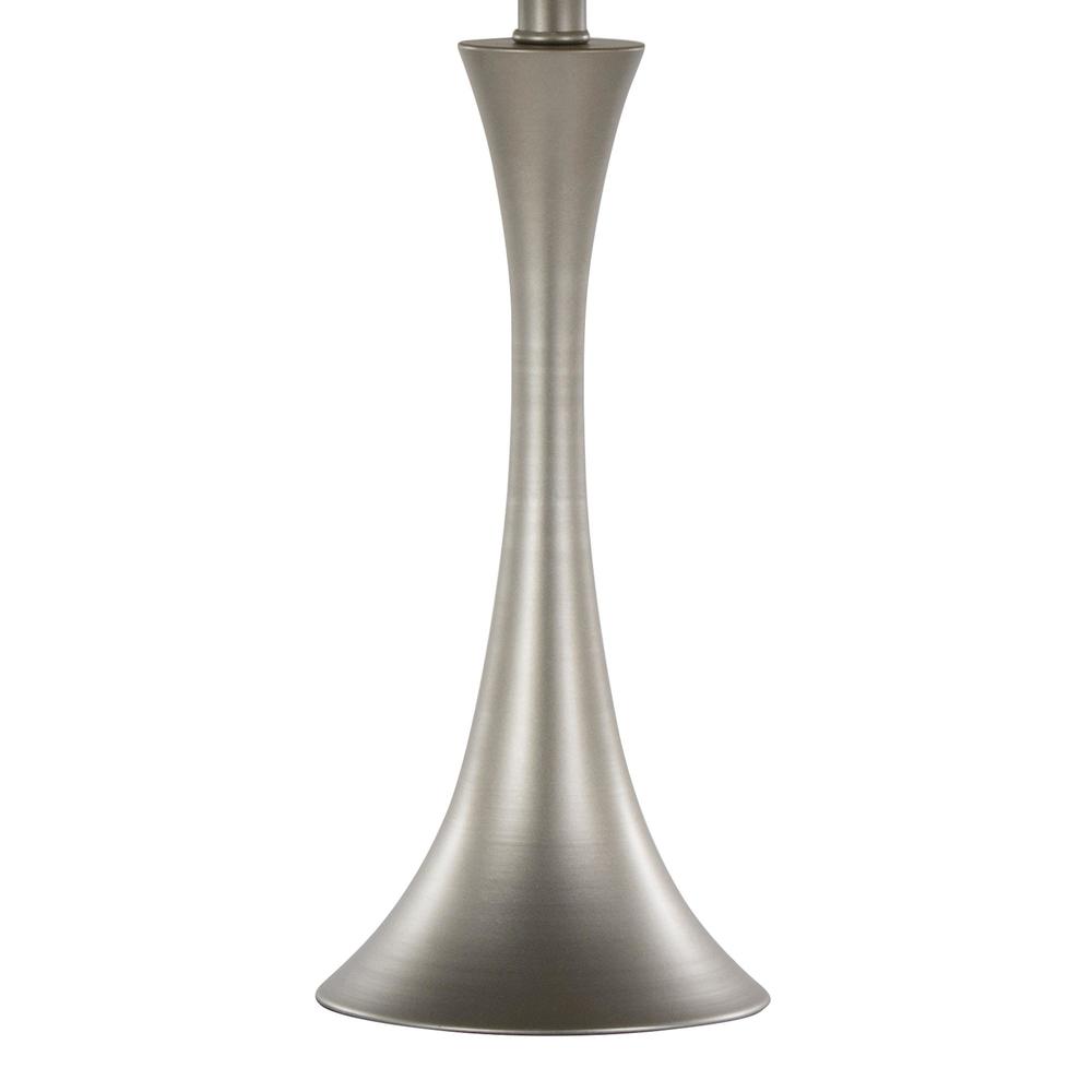 Frosted Silver Metal, Off-White Linen Lenuxe 24" Metal Table Lamp - Set of 2. Picture 4