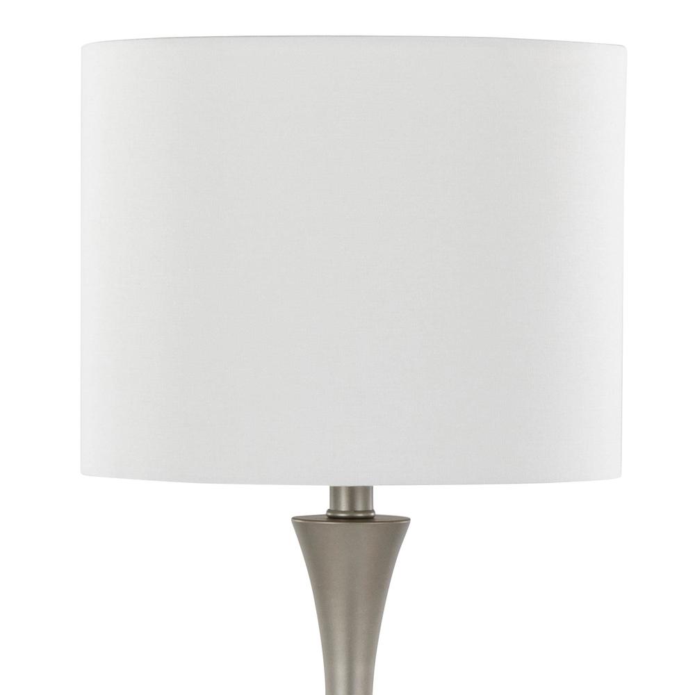 Frosted Silver Metal, Off-White Linen Lenuxe 24" Metal Table Lamp - Set of 2. Picture 5