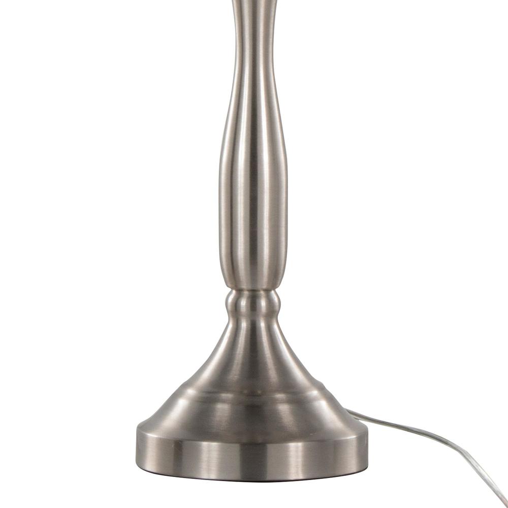 Brushed Nickel, White Linen Sawyer 25" Metal Table Lamp With USB - Set of 2. Picture 3