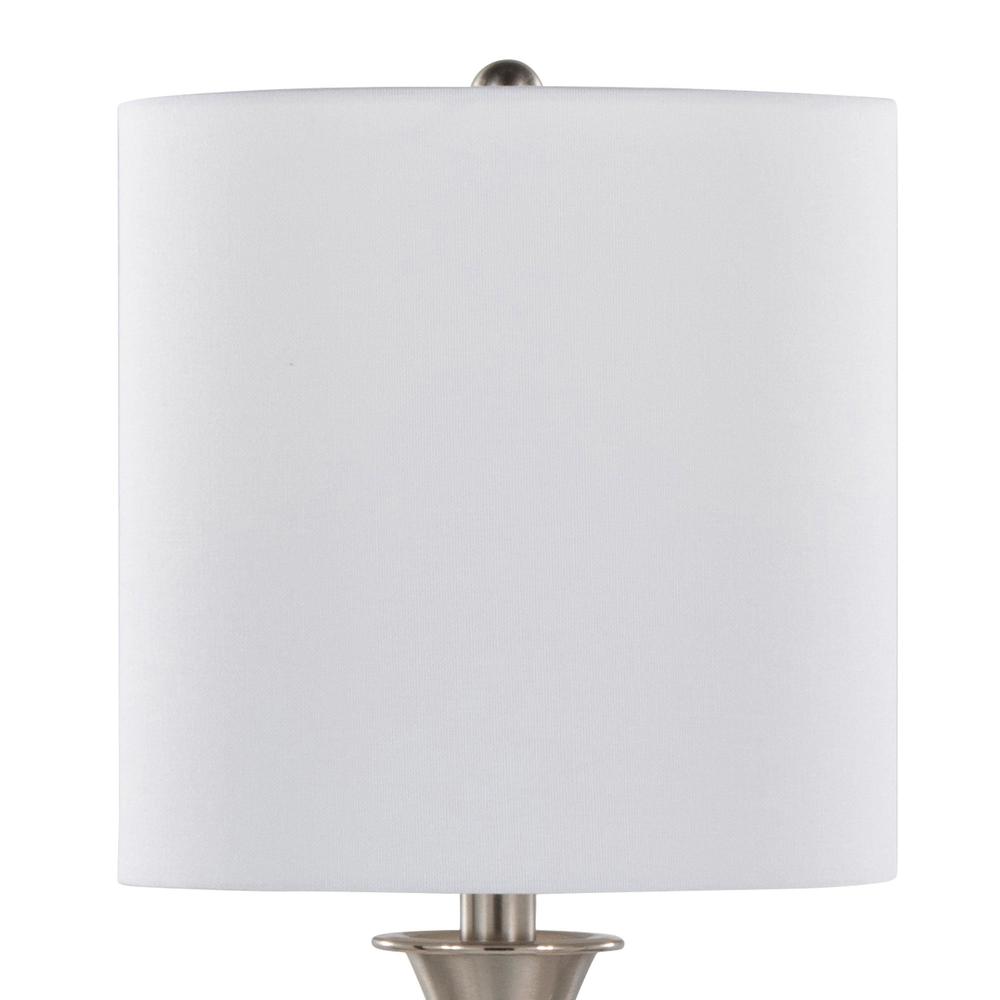 Brushed Nickel, White Linen Sawyer 25" Metal Table Lamp With USB - Set of 2. Picture 4