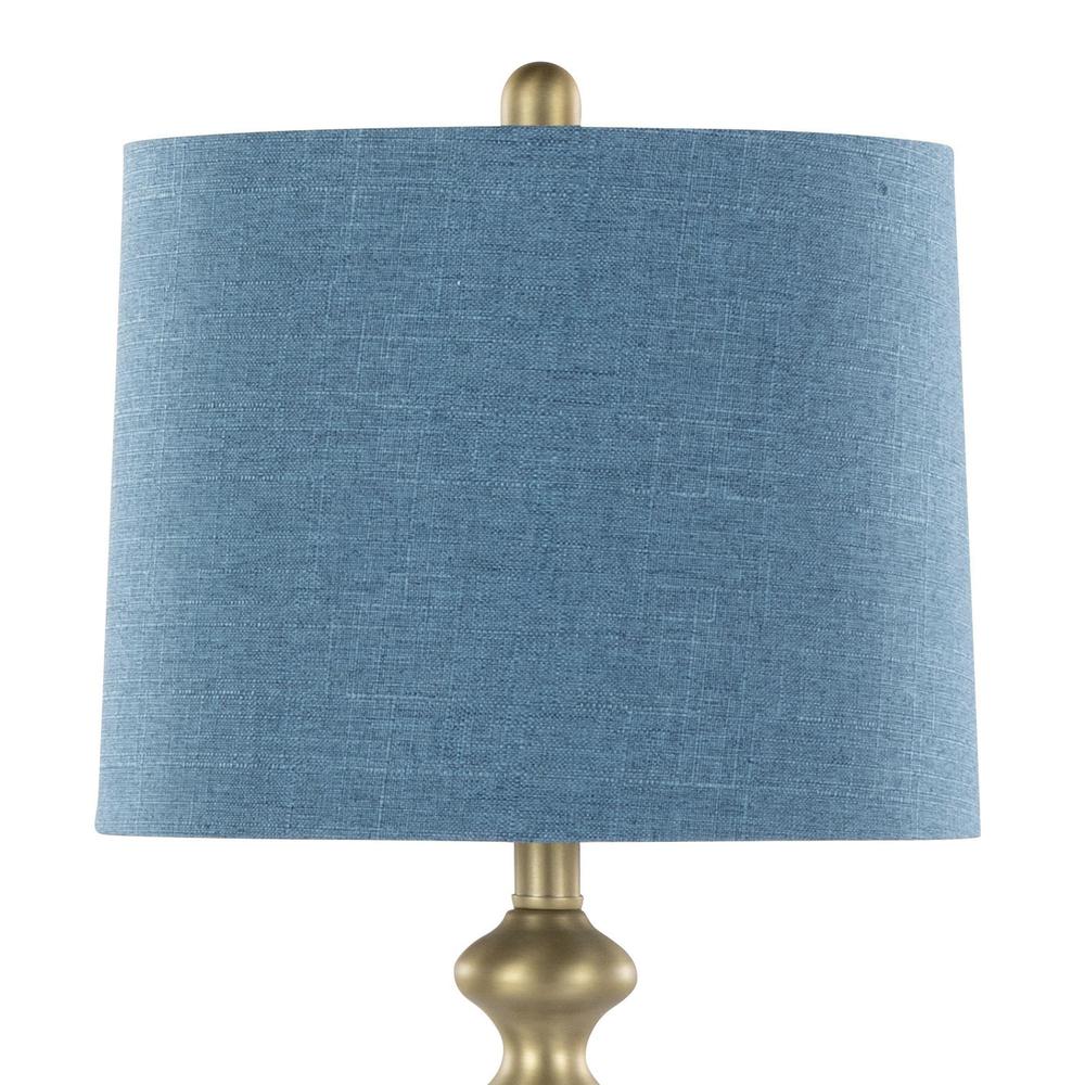 Gold Metal, Moroccan Blue Linen Ashland 27" Metal Table Lamp - Set of 2. Picture 4
