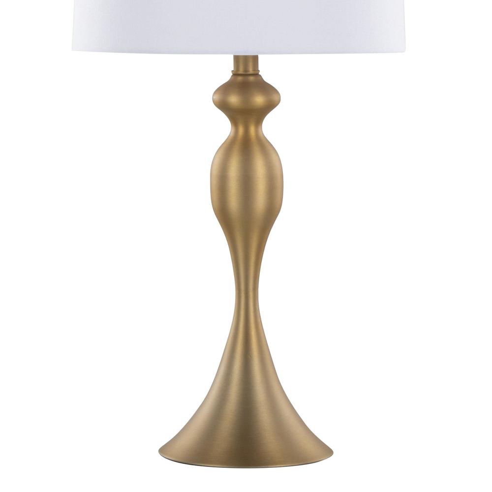 Gold Metal, White Linen Ashland 27" Metal Table Lamp - Set of 2. Picture 4