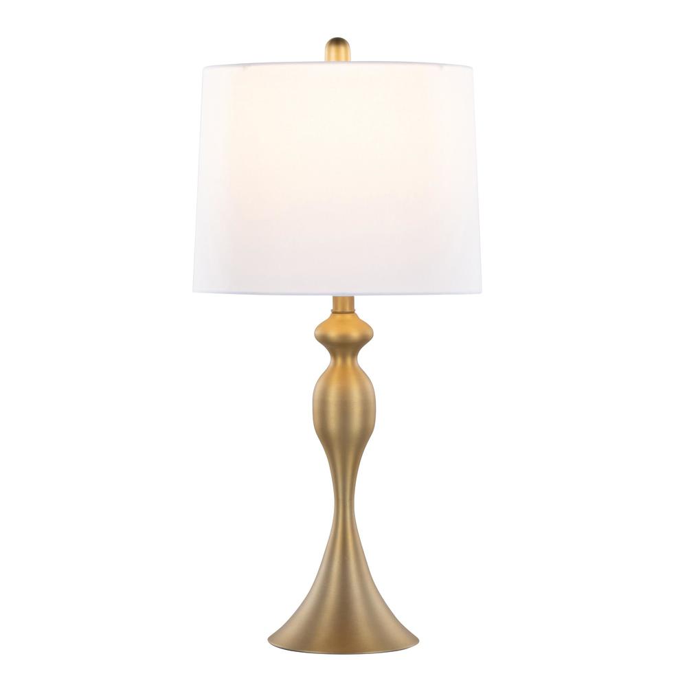 Gold Metal, White Linen Ashland 27" Metal Table Lamp - Set of 2. Picture 2