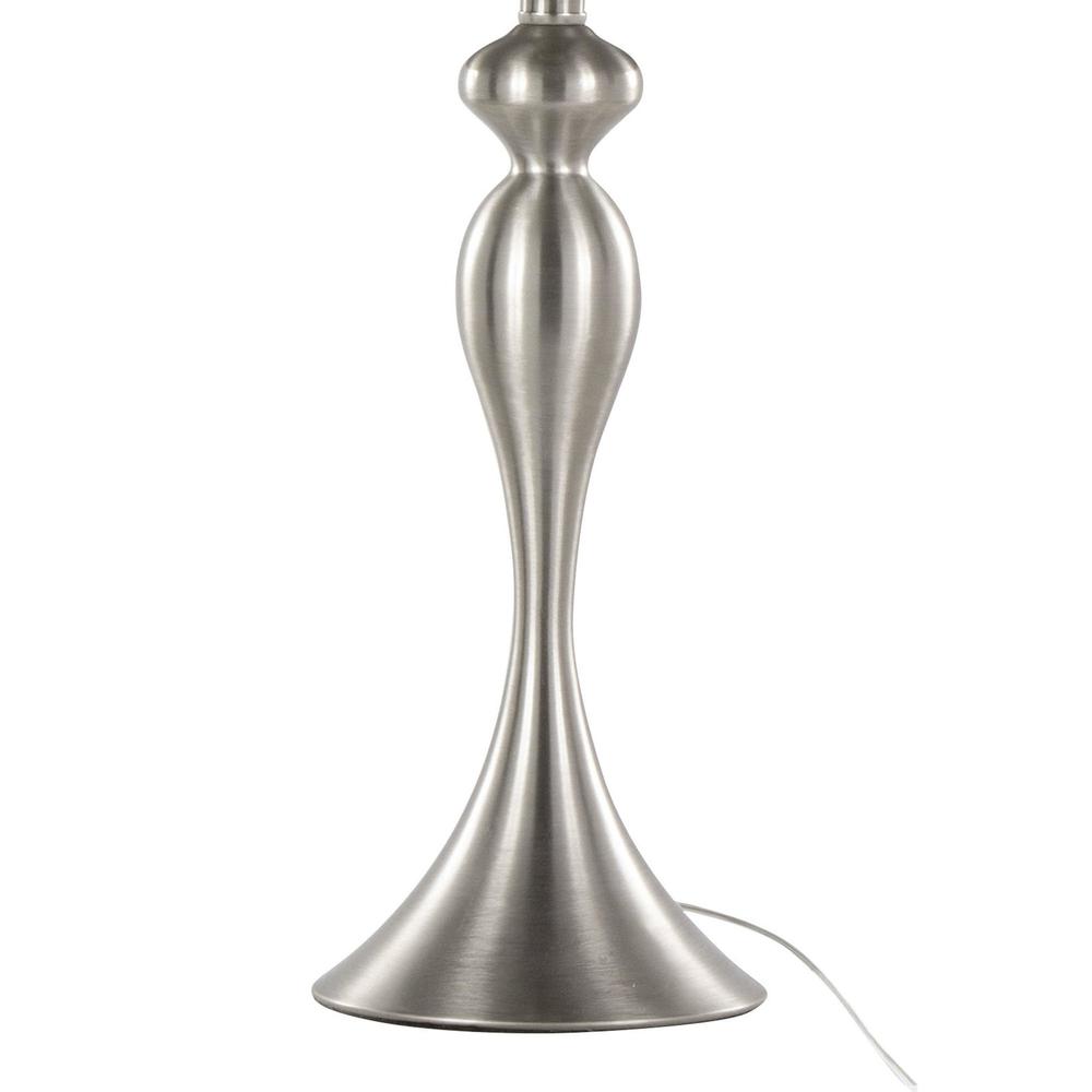 Brushed Nickel, Moroccan Blue Linen Ashland 27" Metal Table Lamp - Set of 2. Picture 4