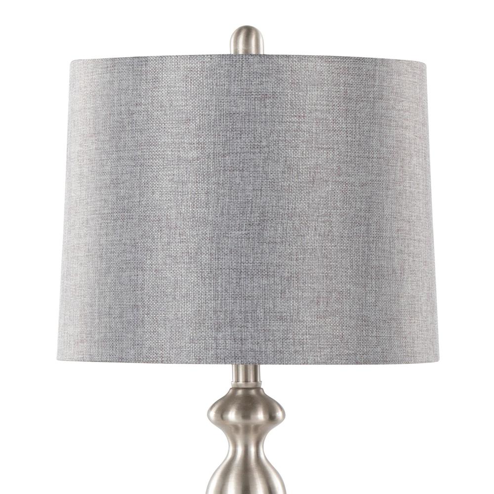 Brushed Nickel, Grey Linen Ashland 27" Metal Table Lamp - Set of 2. Picture 4