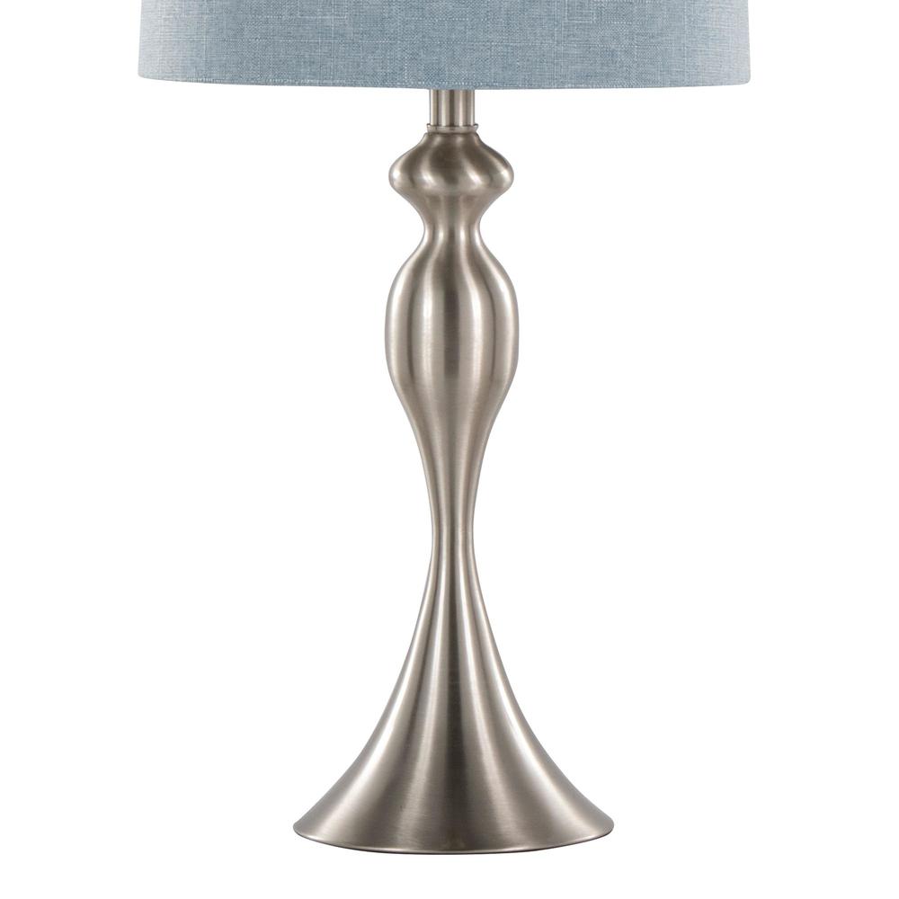 Brushed Nickel, Light Blue Linen Ashland 27" Metal Table Lamp - Set of 2. Picture 4
