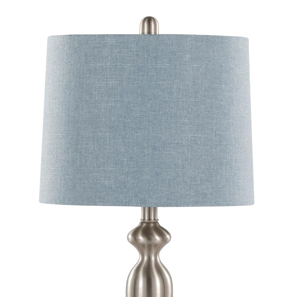 Brushed Nickel, Light Blue Linen Ashland 27" Metal Table Lamp - Set of 2. Picture 5