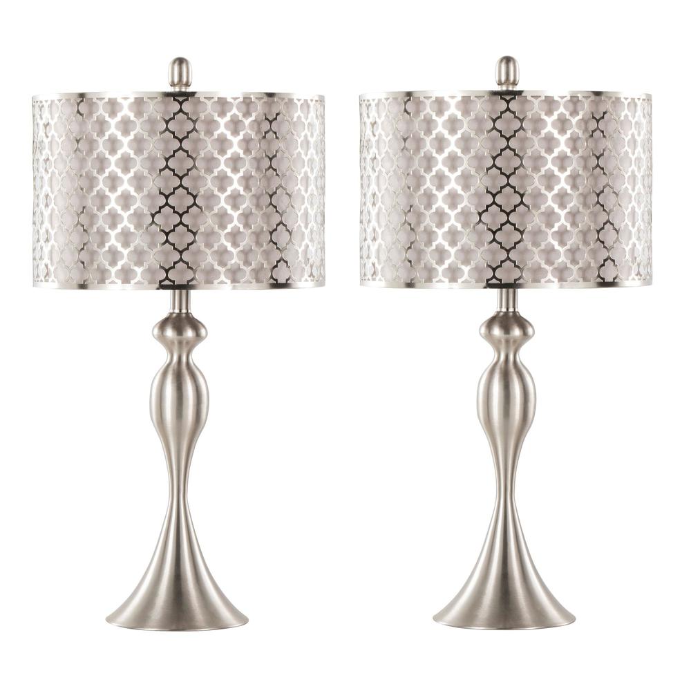 Silver Ashland 27" Metal Table Lamp - Set of 2. Picture 2