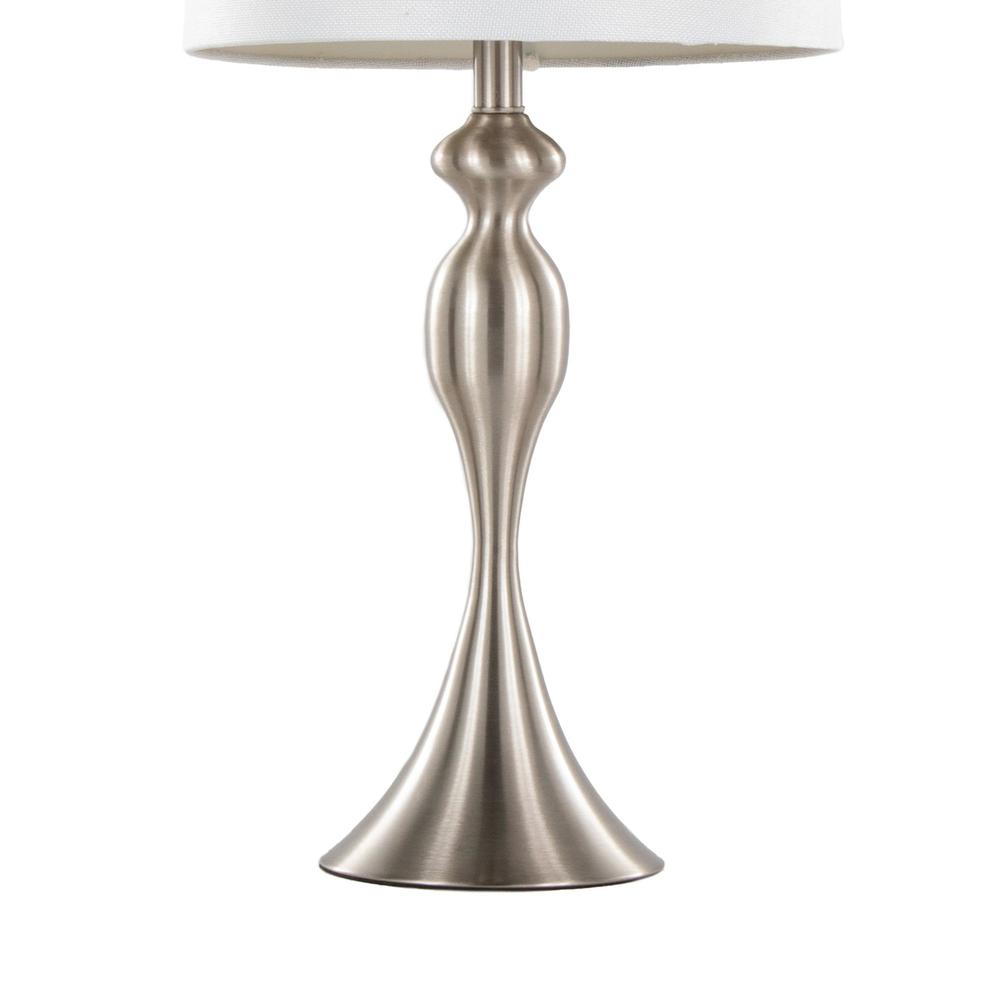 Brushed Nickel, White Linen Ashland 27" Metal Table Lamp - Set of 2. Picture 4