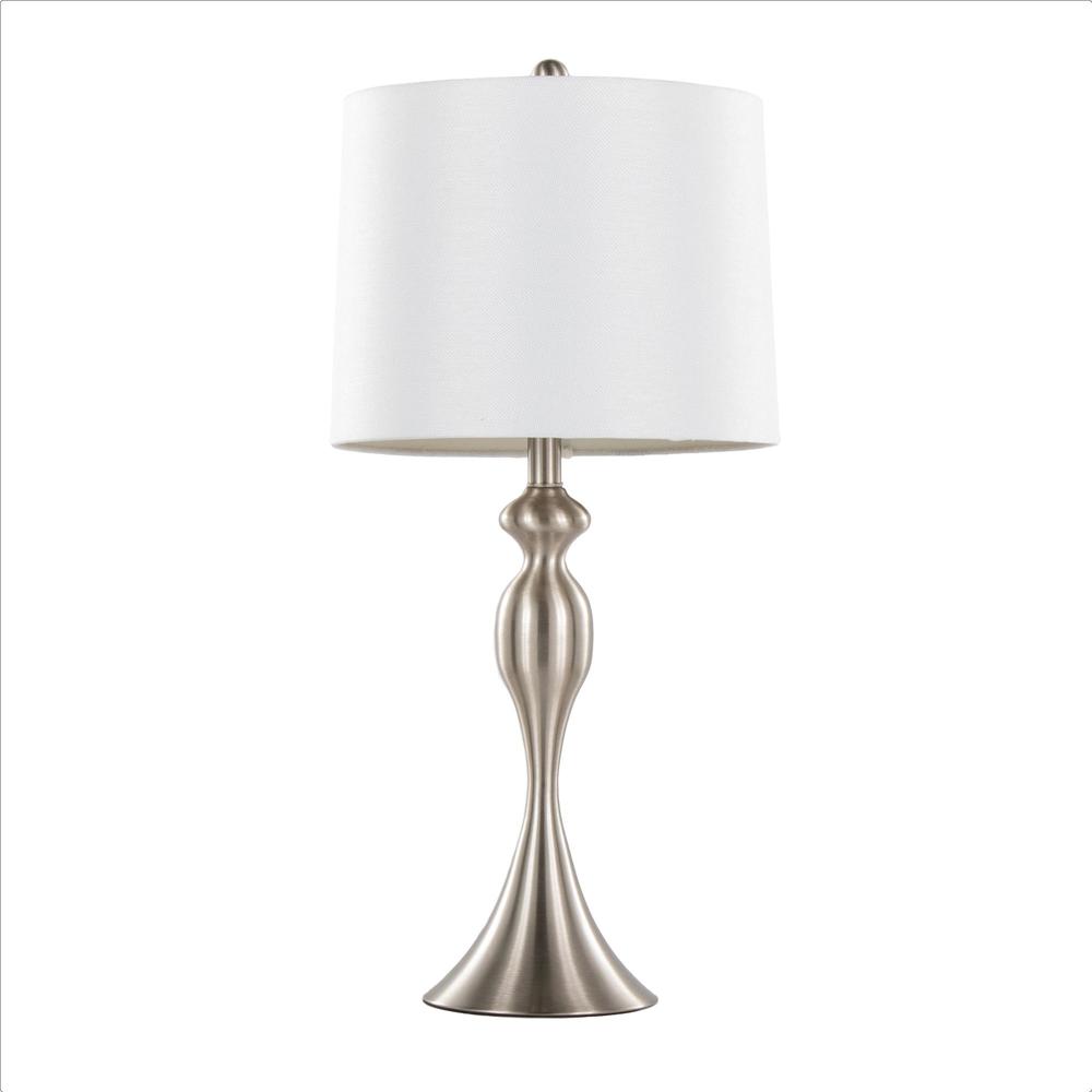 Brushed Nickel, White Linen Ashland 27" Metal Table Lamp - Set of 2. Picture 3