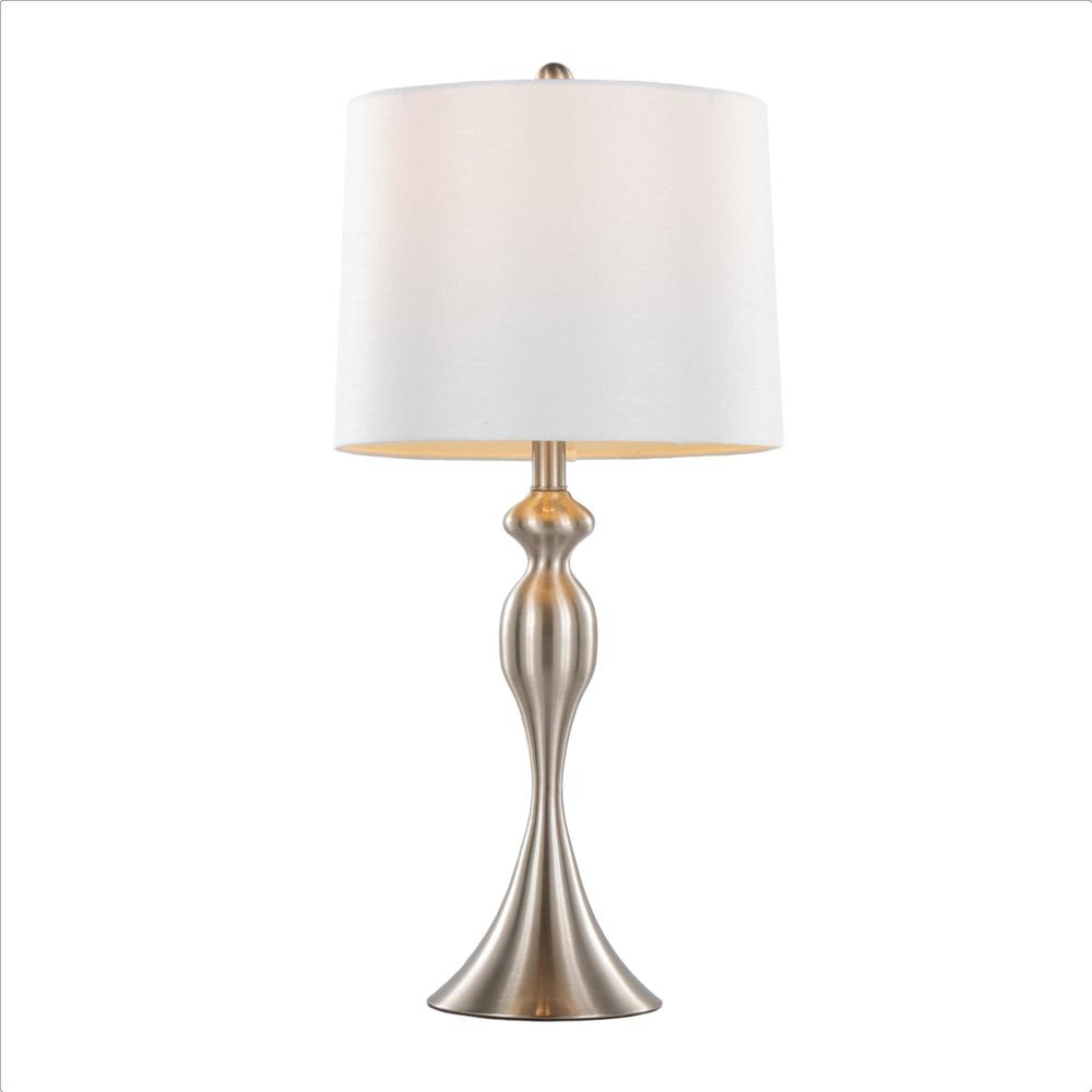 Brushed Nickel, White Linen Ashland 27" Metal Table Lamp - Set of 2. Picture 2