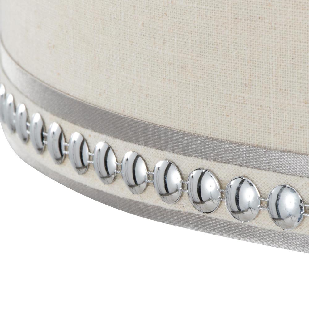 Polished Chrome, Cream Linen Ashland 27" Metal Table Lamp - Set of 2. Picture 4