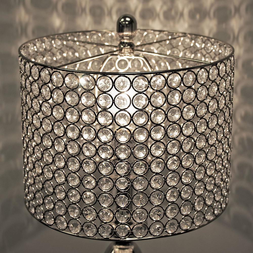 Polished Nickel, Clear Crystal Ashland 27" Metal Table Lamp - Set of 2. Picture 4