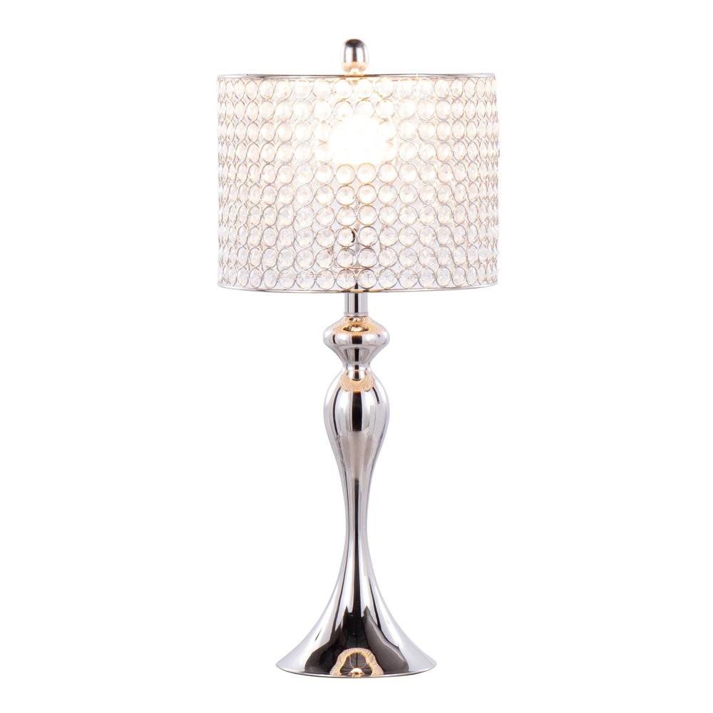 Polished Nickel, Clear Crystal Ashland 27" Metal Table Lamp - Set of 2. Picture 2
