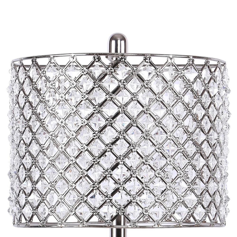 Polished Nickel, Clear Crystal Ashland 27" Metal Table Lamp - Set of 2. Picture 5