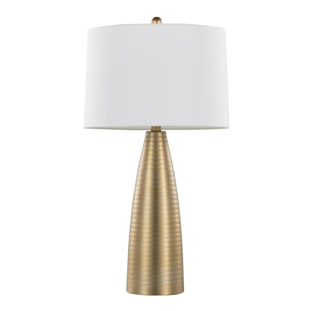 Gold Metal, White Linen Maya 27" Metal Table Lamp - Set of 2. Picture 3