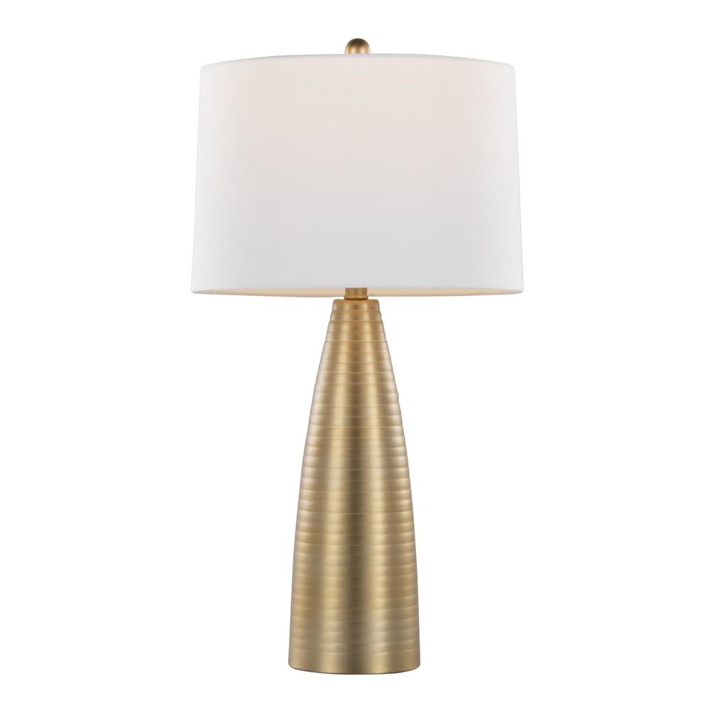 Gold Metal, White Linen Maya 27" Metal Table Lamp - Set of 2. Picture 2