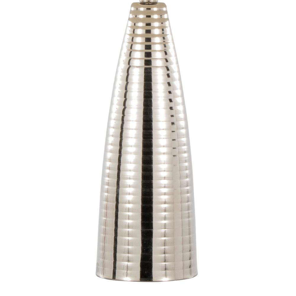 Polished Nickel, White Linen Maya 27" Metal Table Lamp - Set of 2. Picture 4