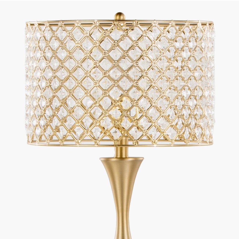 Gold Metal, Clear Crystal Topaz 27" Metal Table Lamp. Picture 3